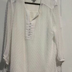 Jones New York XL White Swiss Dot Layered Blouse & Tank 2-Piece Set